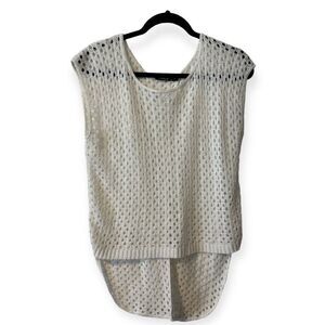 Allen B. by Allen Schwartz (ABS) Crochet Sleeveless Top Hi-low White Medium
